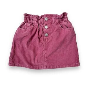 Zara Girls Corduroy Paper Bag Waist Skirt Mauve Size 7 Fall School Casual